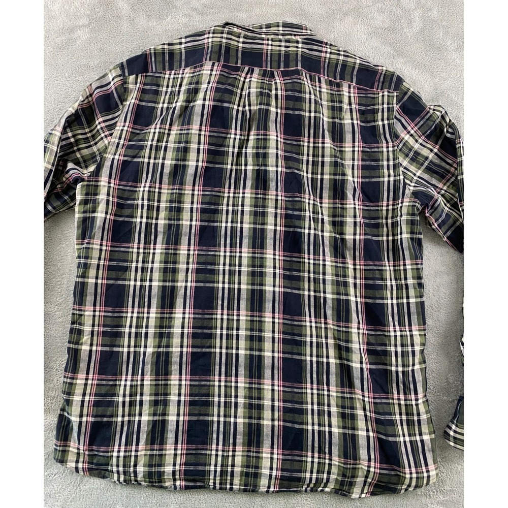 J.Crew Mens XL Slim Fit Indian Madras Plaid Button Down Shirt Navy Green Pink - Picture 10 of 12